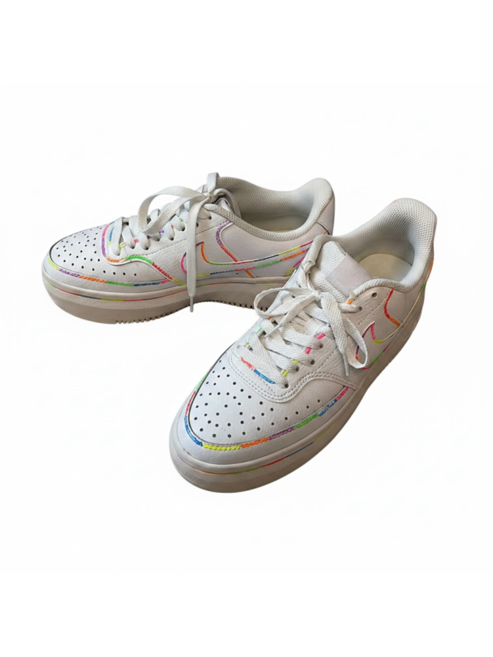 Women's Nike Court Vision Dm0113-100 size 8.5 Platform Sneakers White Multicolor